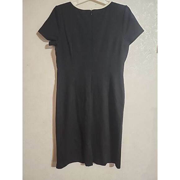 Talbots Dress Sheath Midi Black Heavyweight Short Sleeve Zip Back 8 Round Neck - Picture 5 of 6